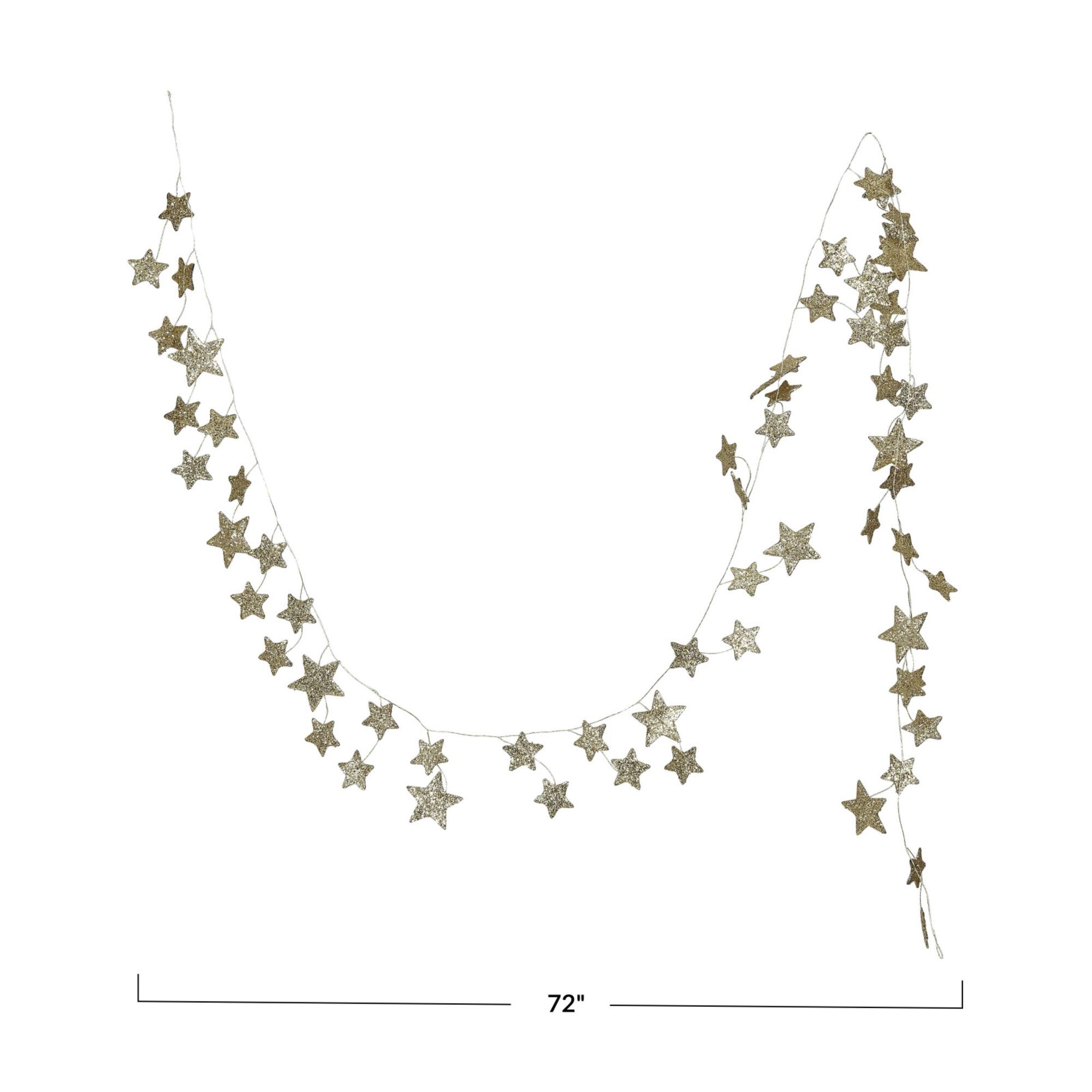 Hello Honey 6ft. Gold Decorative Glitter Paper Star Garland